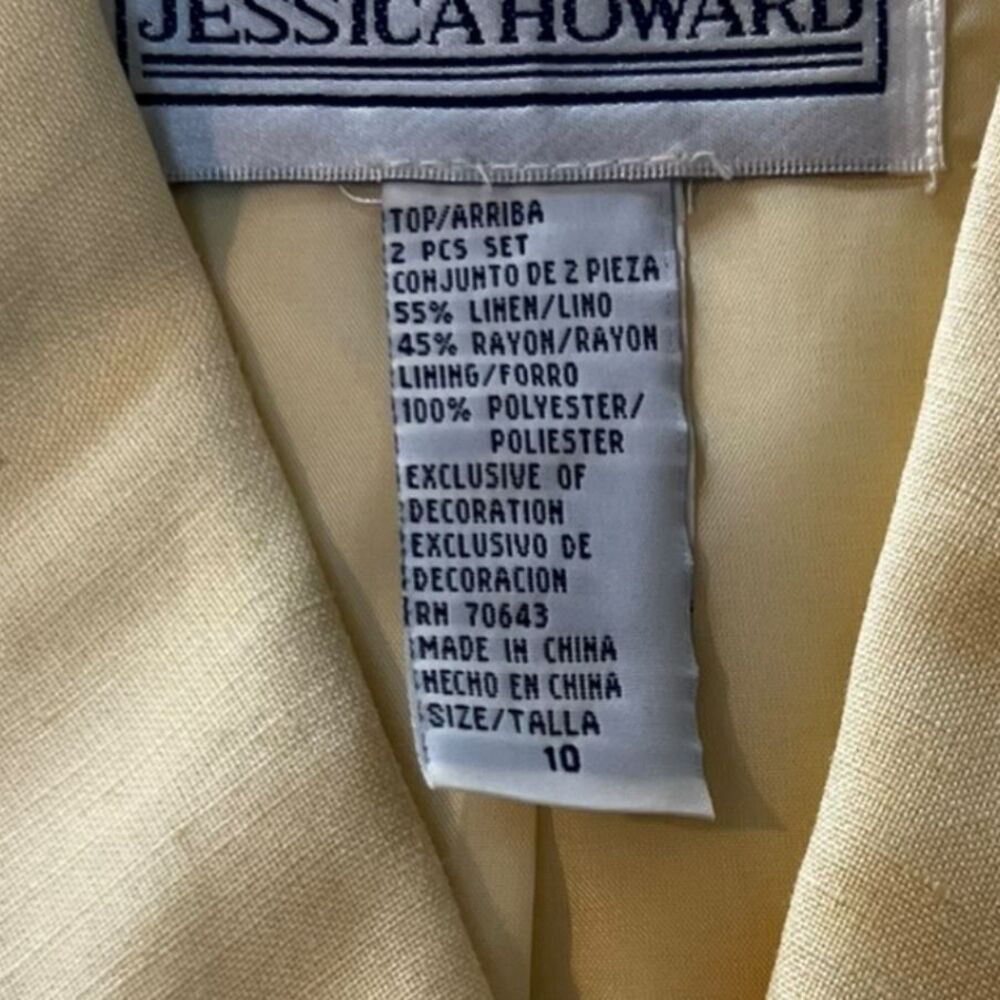 Jessica Howard Yellow Vintage 2 Piece Skirt Set Embroidered Granny Chic Size 10 - Picture 8 of 13